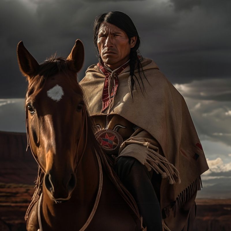 american indian on horseback r wester