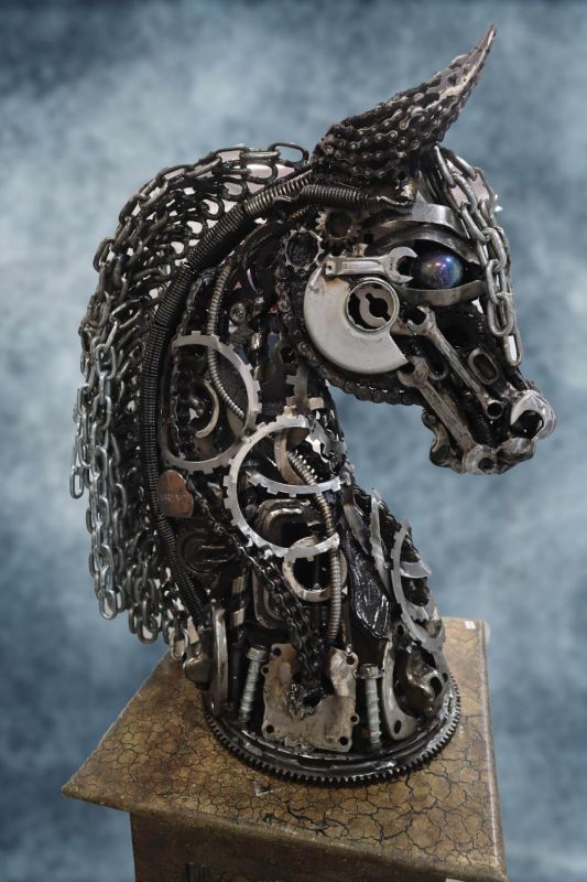 metal horse sculpture   kim rothwell